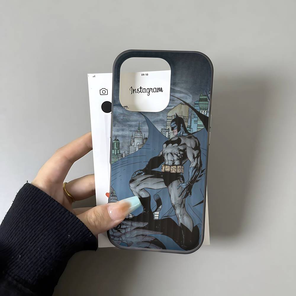 W-Batmans-r Soft Corrugated Phone Case For IPhone 11 12 13 14 15 16 17 Pro Max Plus Pro Shockproof Cover