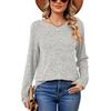 Spring Autumn Solid Top for Women Round Neck Loose Long Sleeve T-shirt