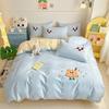 Pure Cotton Cartoon Towel Embroidered Bedding Set: Includes Quilt, Bed Sheet, and Pillowcases
