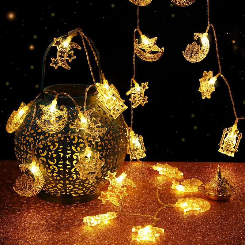 1.5M EID Mubarak LED String Lights Moon Star Castle Lantern Light Islam Muslim Festival Party Ramadan for Home Decoration 2026