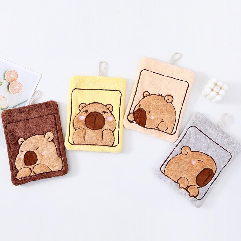 Милое полотенце для рук Capybara полотенце для рук Коралловый флис впитывающие полотенца для купания кухонные подвесные полотенца Мягкая тряпка для мытья посуды