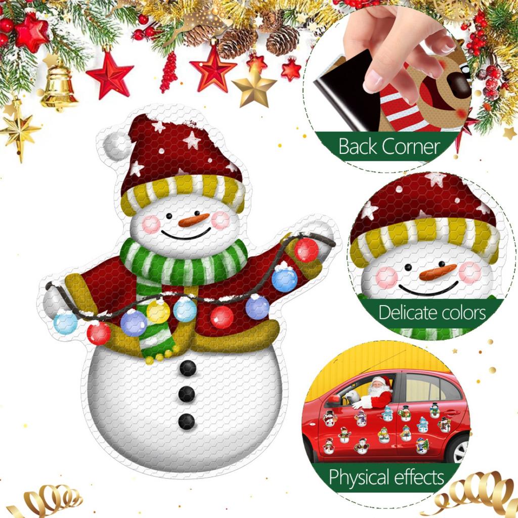 Рождественский Магнитный Стикер Украшение Снеговик Магнитный Светоотражающий Декор Наклейка на машину Наклейка на почтовый ящик Холодильник