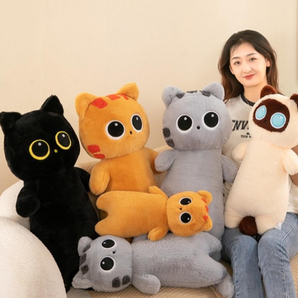 PP Cotton Long Giant Cats Plush Cartoon Cat Stuffed Plushie Animal Bolster Pillow Christmas Toy