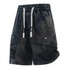 Men Summer Men's Short Pants Casual Washed Cotton Workwear Straight Leg Cargo Shorts Elastic Waist Shorts Pants