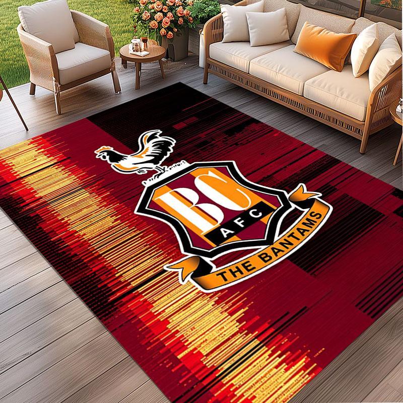 Bradford City AFC Print Rug, Washable Floor Carpet, For Entryway Dorm Laundry Room Office Study, Home Decor Birthday Christmas Gift