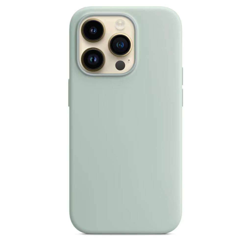 Магнитный чехол из жидкого силикона для iPhone 15 Pro Max и 14 Pro с выдвижным окном.