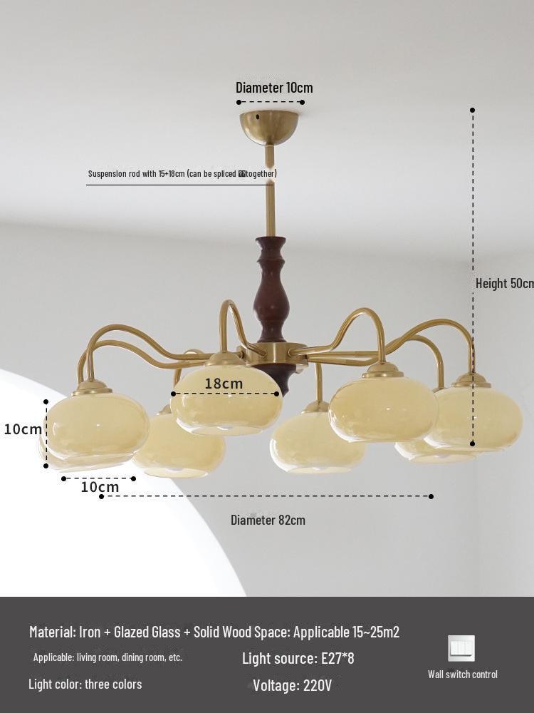 Люстра в стиле ретро «Ваби-Саби» в стиле хурмы: Светильник из цельного дерева в средневековом стиле для гостиной, кабинета или спальни.
