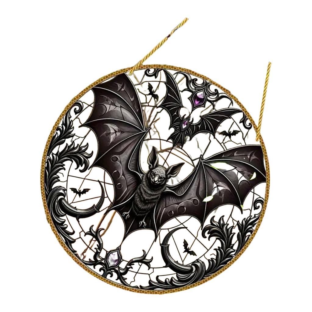 Bat Stained Glass Suncatcher Window Hanging Decoration Halloween Gothic Bat Glass Ornament for Window Home Kitchen