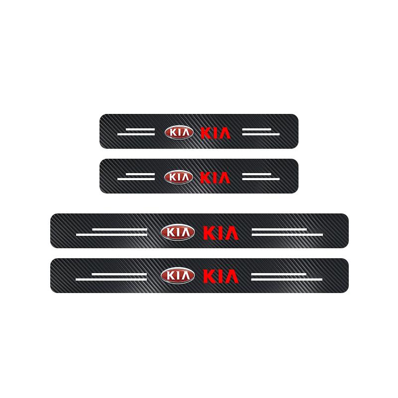 AADW1 Car Door Threshold Strips Car Trunk Rear Bumper Protective Carbon fiber Leather Stickers For Kia Sportage Ceed Picanto Niro K5
