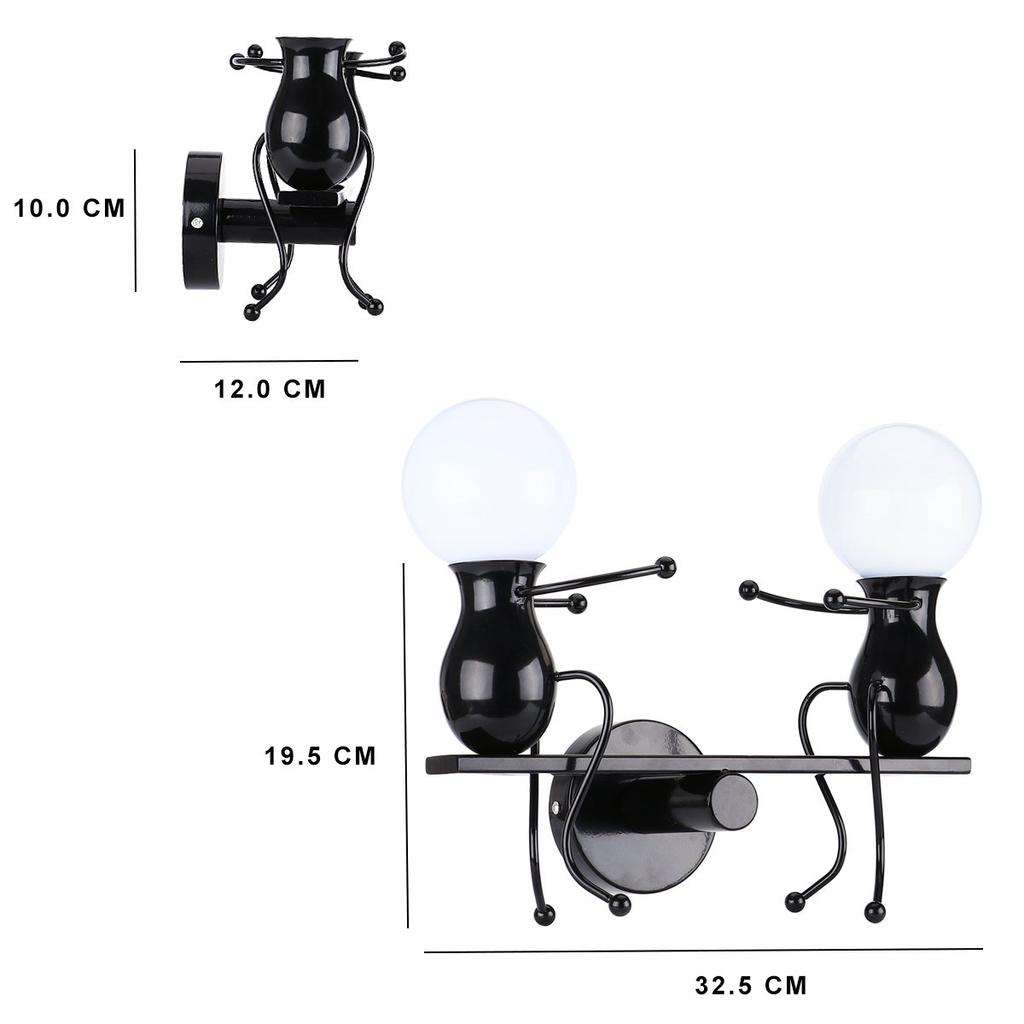KAWELL Bracket Light Vintage Wall Light Doll Light Double Head Metal Wall Light Sconce Lighting Cartoon Doll Height Adjustable Gift Wall Lamp LED Wall