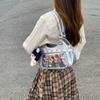 Japanese PU Leather Y2K Spicy Girl Ita Bag - Large Capacity Transparent Badge Crossbody for Students