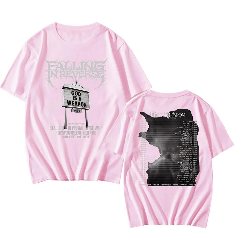 Тур God Is A Weapon 2025 НОВАЯ футболка Группа Falling In Reverse Графические футболки Хлопок Короткий рукав Мужская футболка Унисекс Уличная одежда