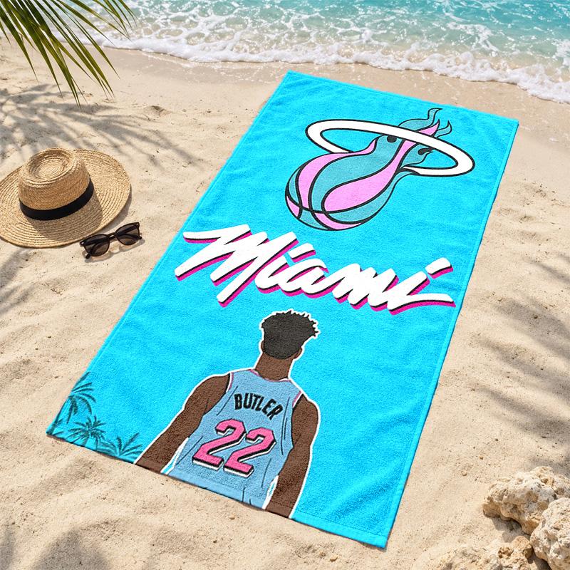 Пляжное полотенце Miami Heat Быстросохнущее, не прилипает песок, легкое, для путешествий, плавания, кемпинга