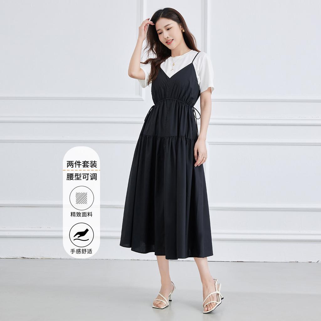 Summer New Age Reducing Short T+Strap Skirt Women's Two Piece Set