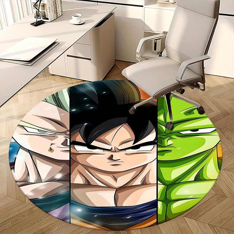 1pc Dragon Ball Z Goku Vegeta Piccolo Anime Cartoon Design Round Carpet Office Chair Mat Non-Slip Rug for Home Decor Living Room