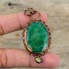 Faceted Zambian Emerald Pendant Electroformed Copper Pendant Green Tourmaline Rough Gemstone Pendant Handmade Electroformed Jewelry For Gift