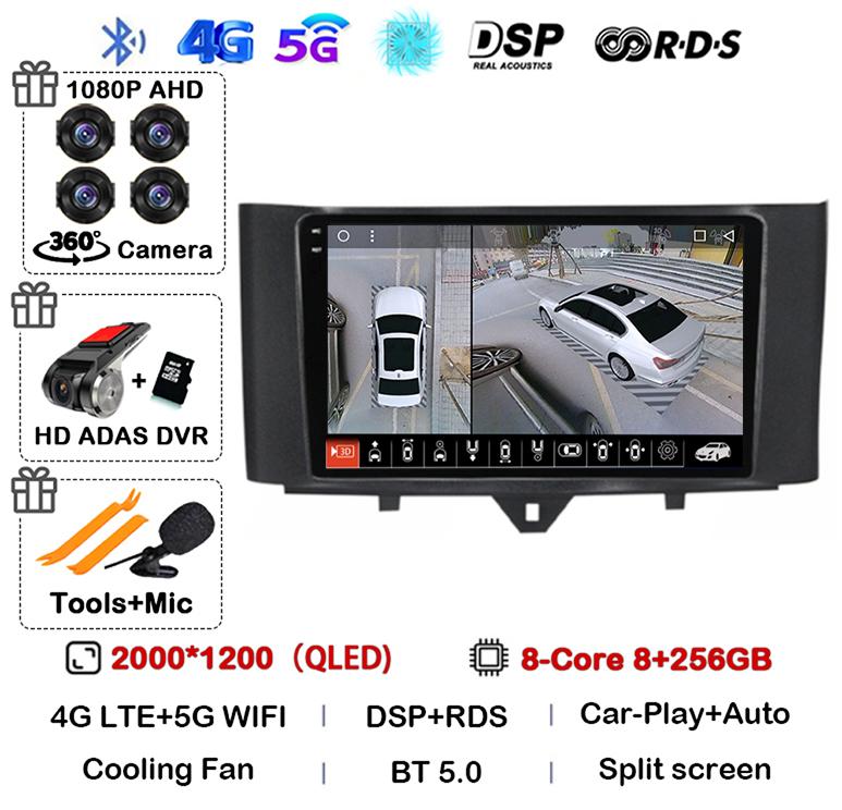 Android 14 Carplay автомобильное радио для Mercedes Benz Smart Fortwo 2006 -2011 2012 2013 2014 2015 мультимедийный видеоплеер GPS стерео 4G