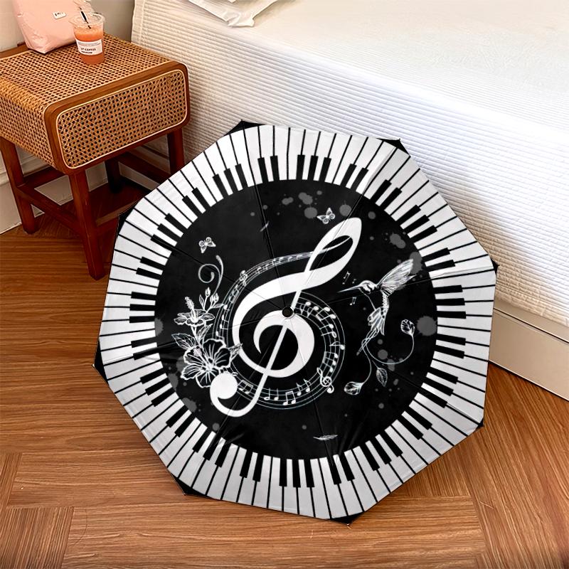 1PC Musical notes Umbrella Portable Folding Umbrella Iron Frame Hole Bone Structure Outdoor Home Umbrella A4