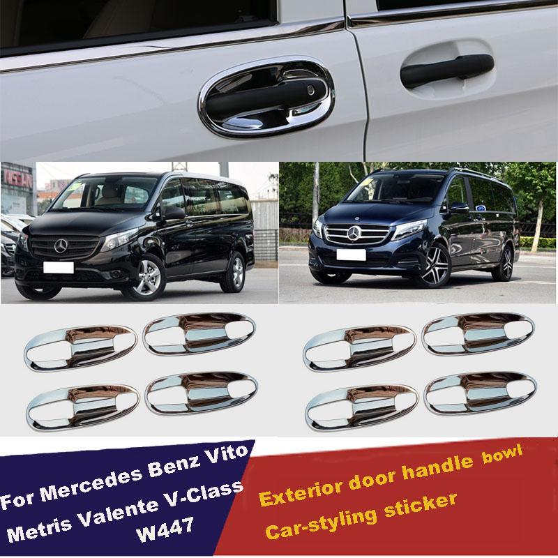 UBLUEE Хромированные накладки на чашки наружных дверных ручек для Mercedes Benz Vito Metris Valente V-Class 2014-2018 W447