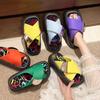 Height-increasing Sandals Women's Shoes Summer Wear Out Summer New Versatile Graffiti Soft Low Contrasting Color Slippers