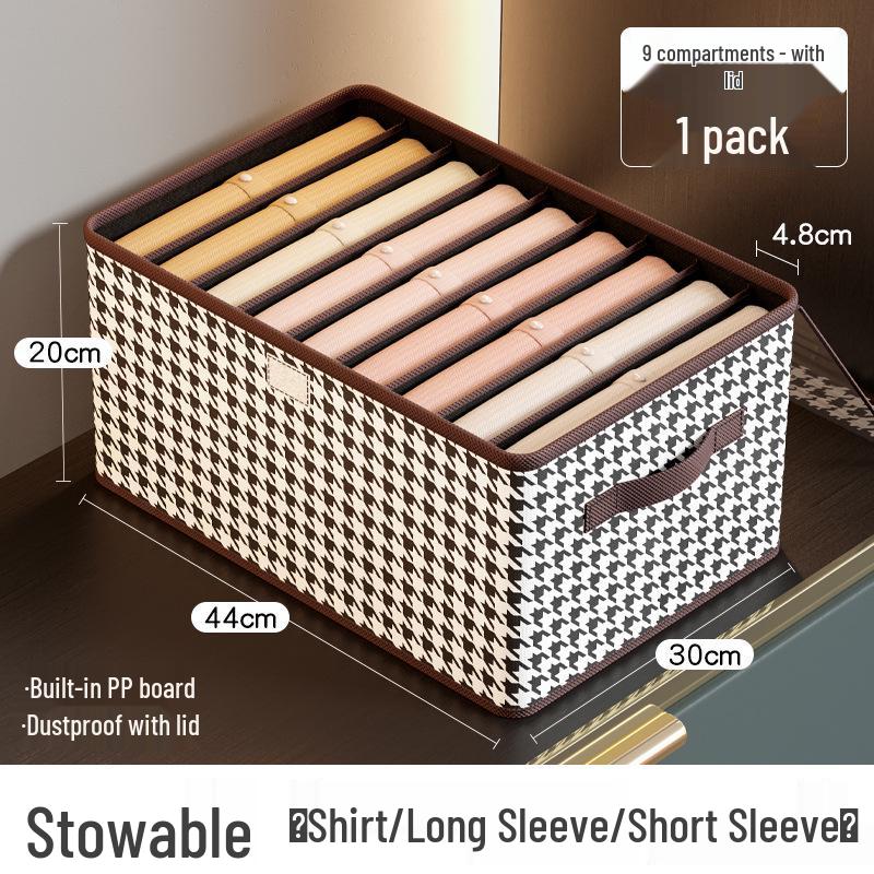 Houndstooth Foldable Clothes Storage Box with Dividers, Large Capacity for Bedroom