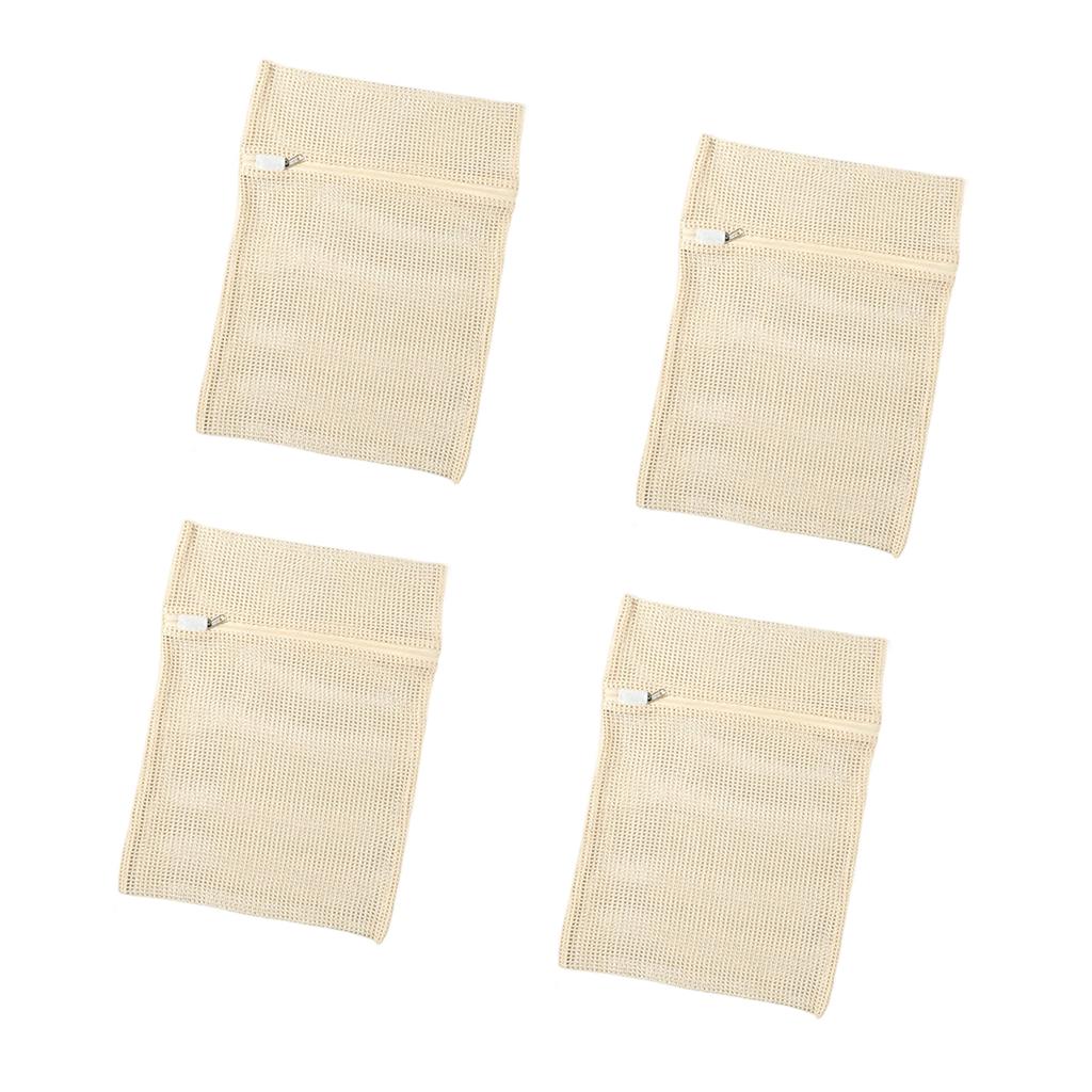 Pack of 4 Breathable Thickened Cotton Mesh Laundry Bags for Sweater Underwear Washing Net with Reinforced Zippers