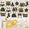 Happy Birthday Foil Swirls 30 40 50th Birthday Party Supplies Black Gold Men Women Hanging Ornaments Ceiling Decor Party Favors