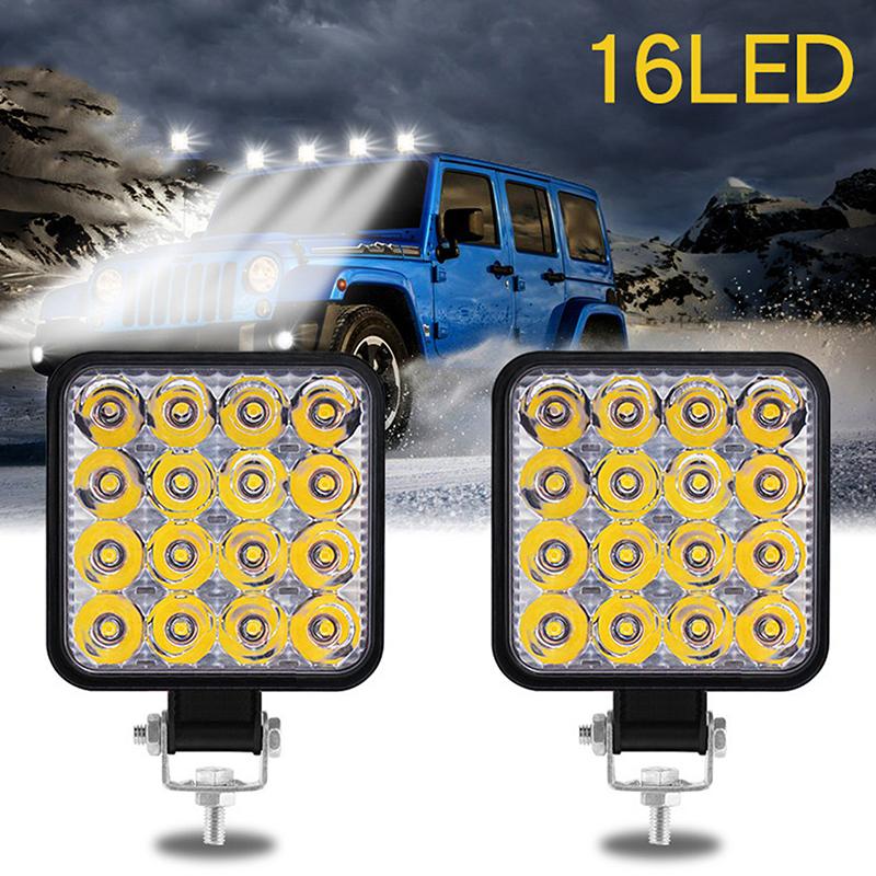 Автомобильный светодиодный рабочий фонарь Mini 16Smd круглый квадратный рабочий фонарь 12 В автоматический противотуманный фонарь для бездорожья для внедорожника Atv фара