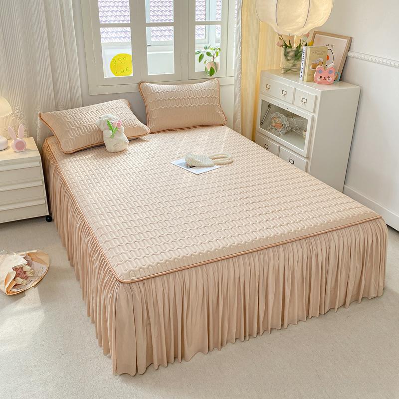 Новый свежий однотонный кружевной крутой латексный летний коврик-юбка-кровать, комплект из трех предметов