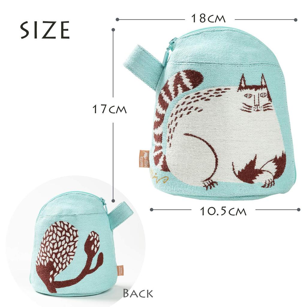 Kusunokibashi Monori MiW Gusseted Cats in a Big Tree in the Light Blue [moritaMiW] Pouch, Park, [A-68090-90-LB]