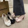 Sweet Bag Head Sandals Women's Spring and Summer New Fashion Bow Fairy Thick Heel Non-slip Mary Jane High Heels