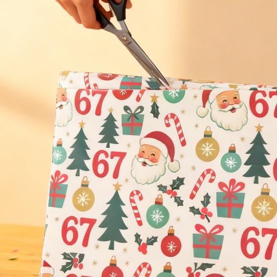 1 Roll Christmas 67 Santa Wrapping Paper Six Seven Meme Gift Box Packaging Paper Tear-Resistant Present Wrap Packing Paper Sheet