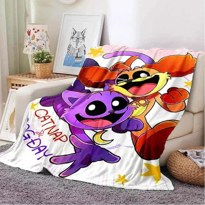 3D-печатное детское одеяло CATNAP DOGDAY с изображением мультяшных улыбающихся зверьков, малышей, супермягкий теплый ковер для спальни, гостиной, дивана, кровати, автомобиля