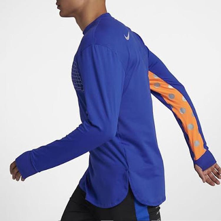 Nike Спортивная футболка с длинными рукавами и принтом алфавита, мужские топы, синяя BQ8183-405