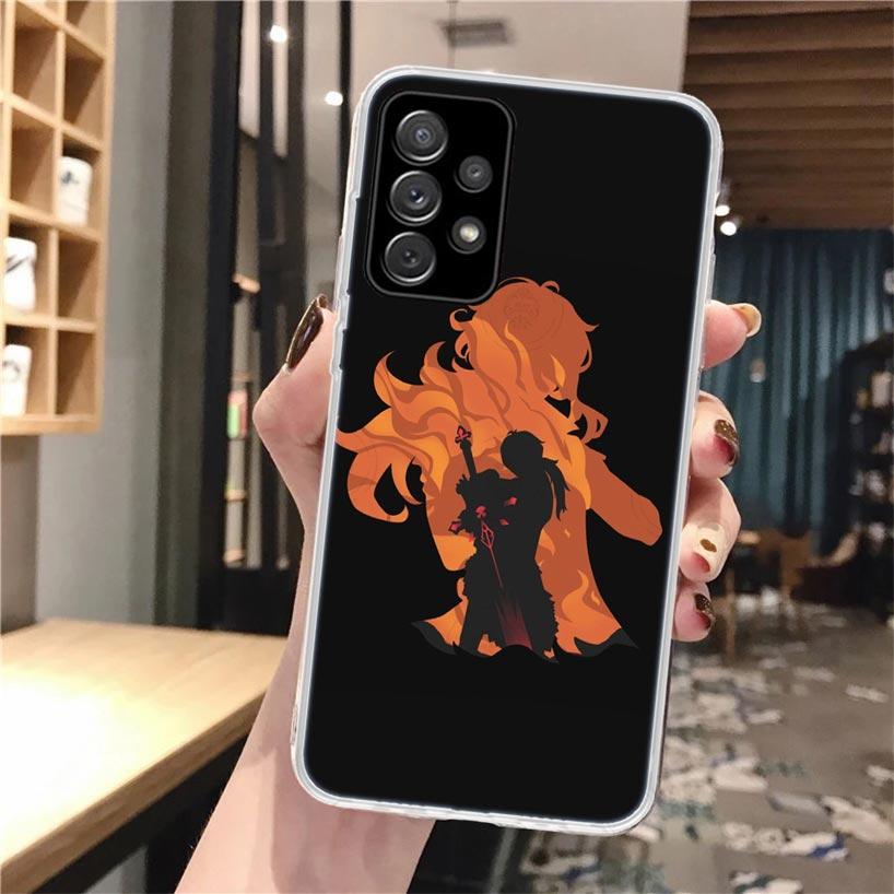 Черный художественный мягкий чехол для телефона Genshin Impact для Samsung Galaxy A52 A53 A12 A13 A22 A23 A32 A33 A72 A73 5g A02s A03s A50s Pattern Co