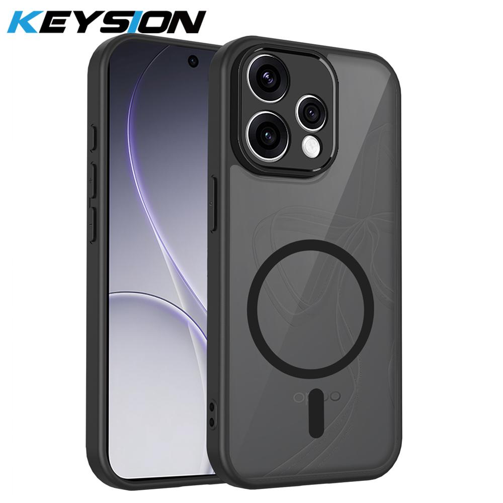 KEYSION Магнитный чехол для телефона для OPPO Reno15 Pro Max 5G Силикон+ПК Матовый полупрозрачный противоударный чехол для OPPO Reno15 F 5G