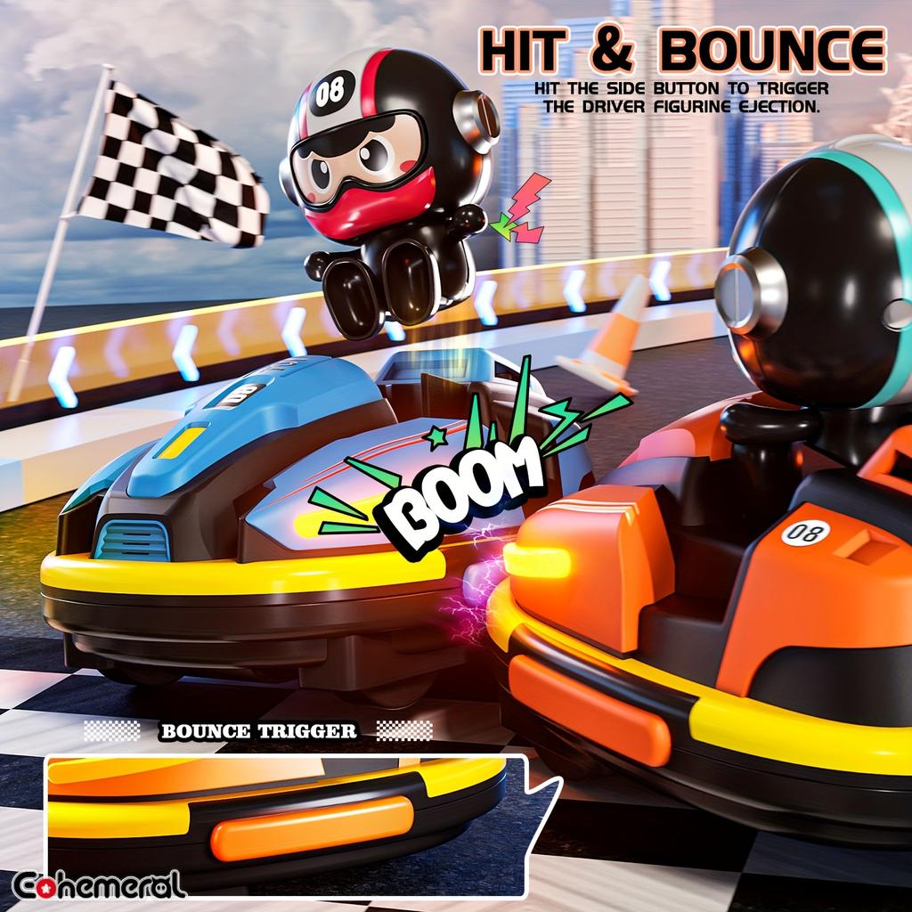 Машинка на радиоуправлении, Дрифт, Трюковые бамперные машинки, Гоночный карт для 2 человек с музыкальным сопровождением и подсветкой, Интерактивная игрушка для помещений/улицы для дней рождения, Хэллоуина,