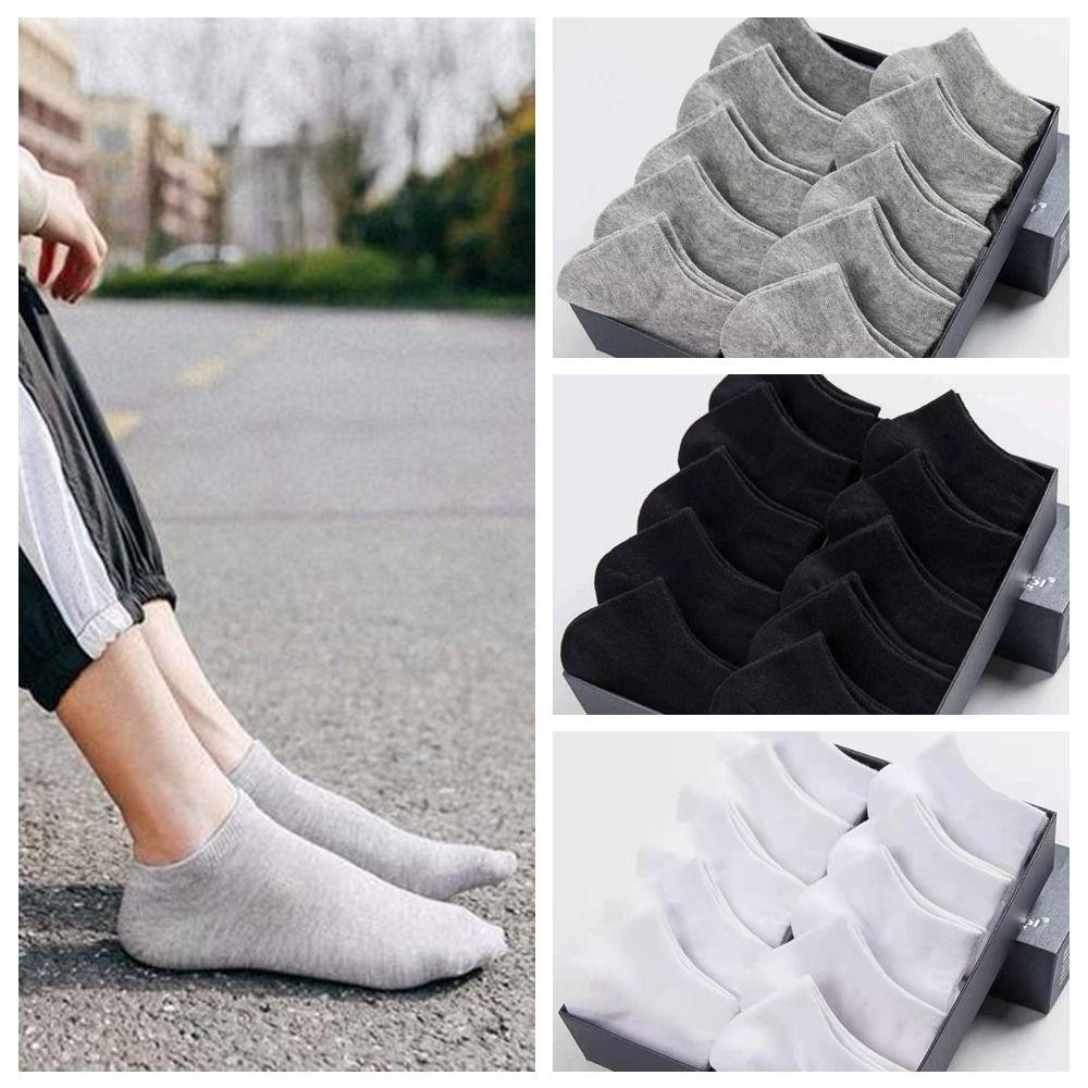 10 пар коротких однотонных мужских коротких носков, дышащие хлопковые спортивные носки унисекс для женщин и мужчин