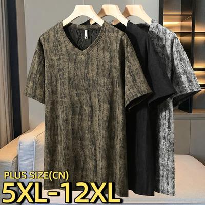 Мужская футболка большого размера в стиле хип-хоп с узором тай-дай и V-образным вырезом для больших и высоких людей в уличном стиле 5XL-12XL