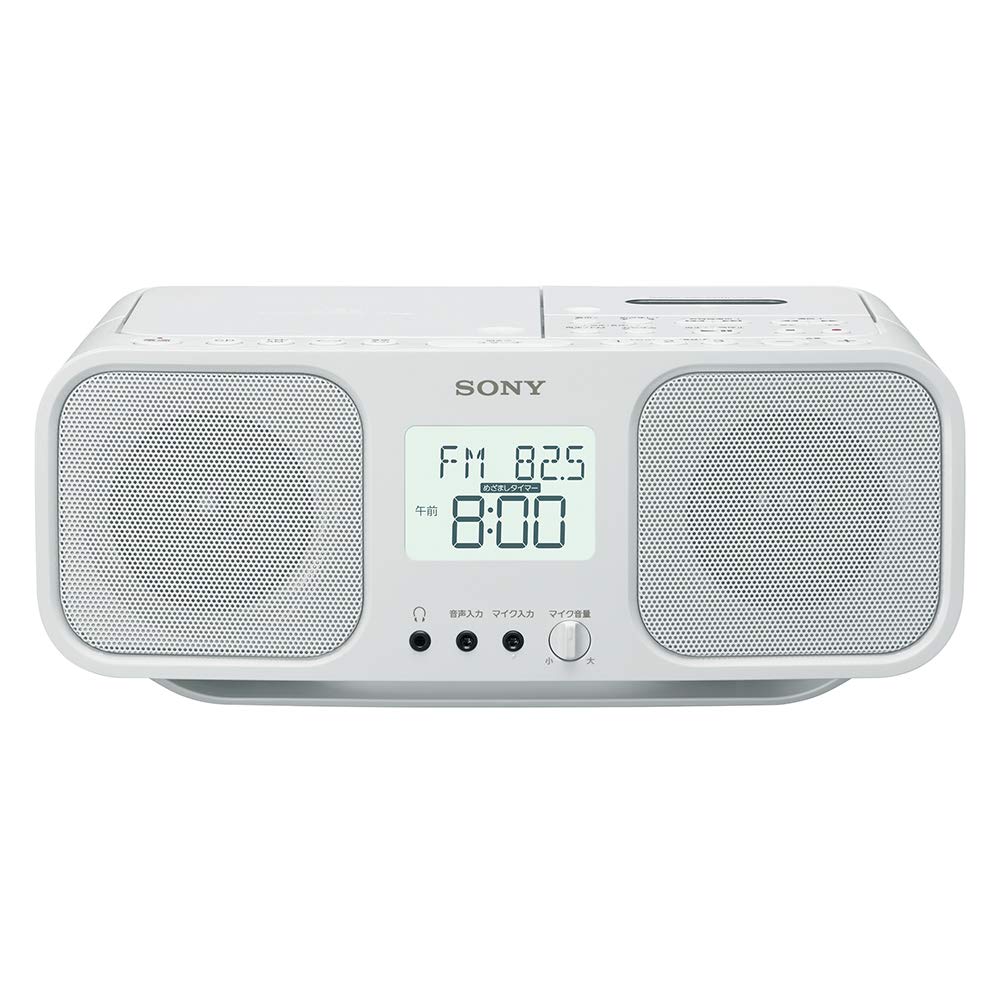 Sony Инфракрасный CD-радиокассетный магнитофон FM с большой батареей, белый W CFD-S401, совместимый с FM/AM/Wide, ЖК-дисплеем/функцией караоке, управляемый, CFD-S401