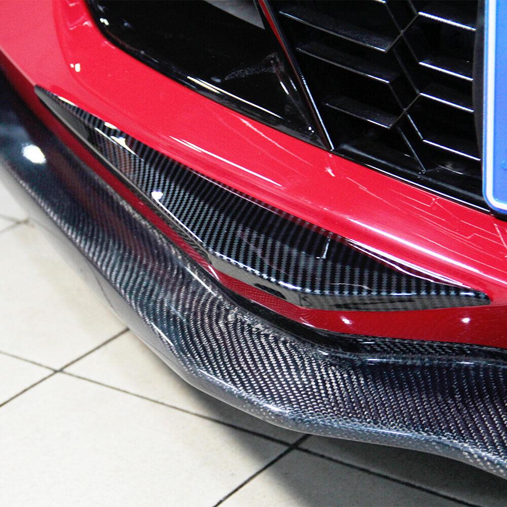 2pcs Car Accessories for Chevrolet Corvette C7 2014-2018 Carbon Fiber Printed Front Bumper Corner Protector Cover Trim