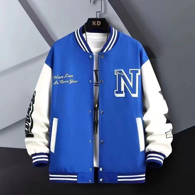 Loose Fit Men's Baseball Jacket American Couple Costume Autumn Winter Men Casual