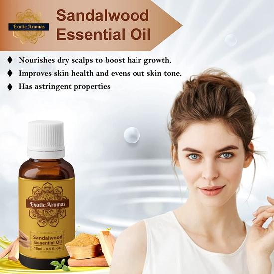 Масло сандалового дерева Exotic Aromas для ароматерапии, снятия стресса (15мл + 15мл) Упаковка из 2 шт.