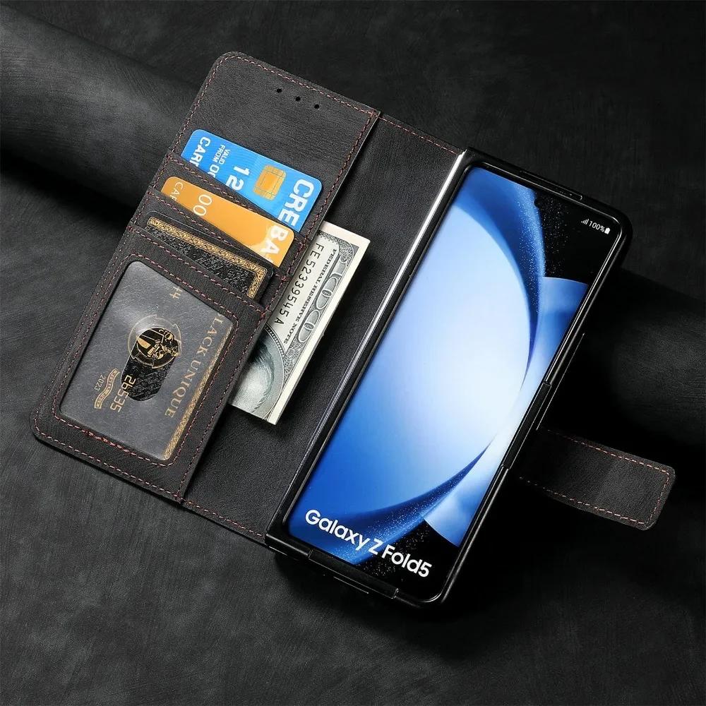 2 в 1 съемный противоударный чехол-кошелек для карточек на молнии для Samsung Galaxy Z Fold 6 5 4 3 карманный кожаный чехол