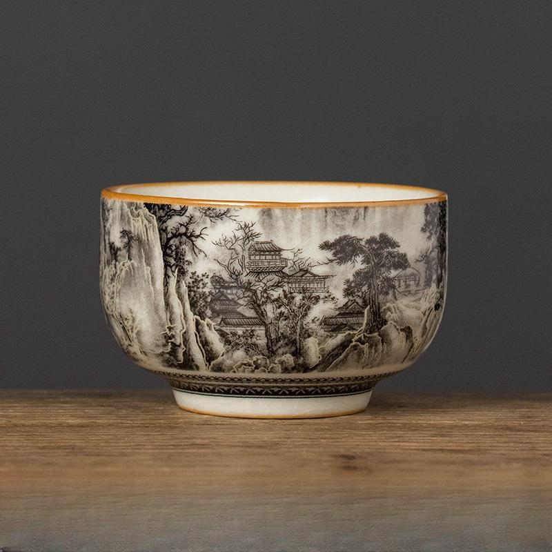 120 мл Landscape Ru Kiln Master Cup Бытовая чашка для чая Ручная работа Чашка для чая Чашка для запаха Чайный сервиз Принадлежности Чайная утварь Чашка для чая