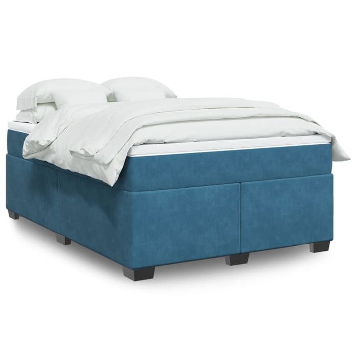 Maison Exclusive - Sommier à lattes de lit et matelas Bleu foncé 160x200cm Velours