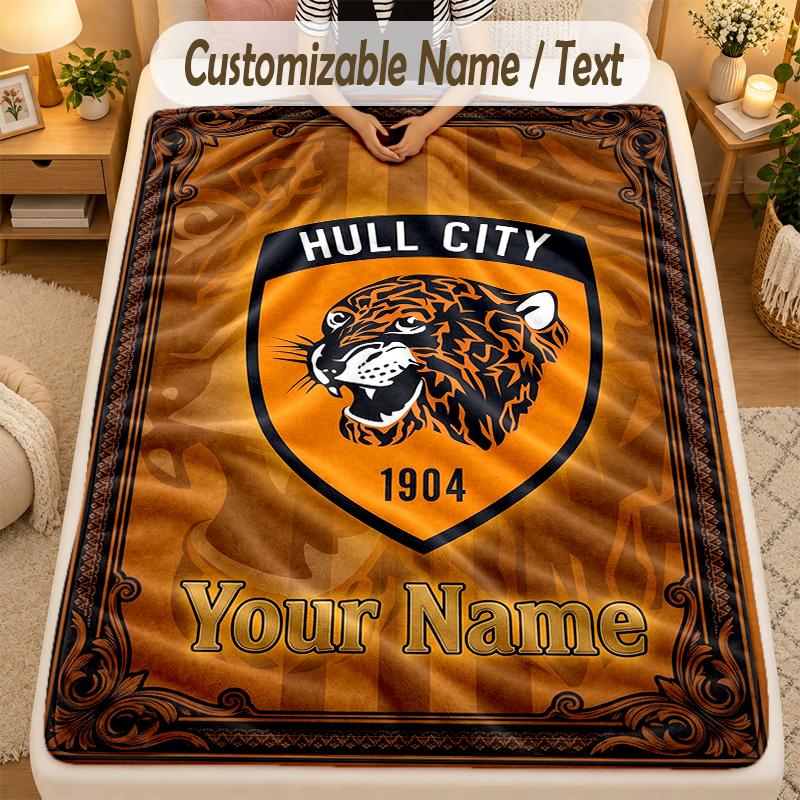 Flannel BlanketHull FC Custom Name Text Personalized Soft Warm Throw Blanket Home Decor Gift