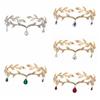 Leaves Shape Eyebrows Drop Headband Rhinestone Bride Tiara Elegant Forehead Ornaments  Cosplay