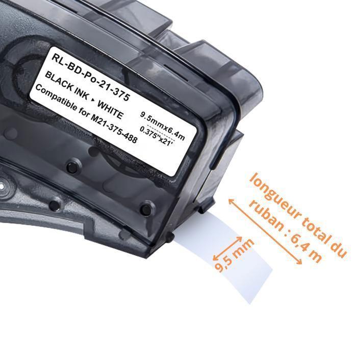 Лента для этикетировочной машины - Phonillico® - M21-375-488 - Винил - 9,5 мм - 6,4 м