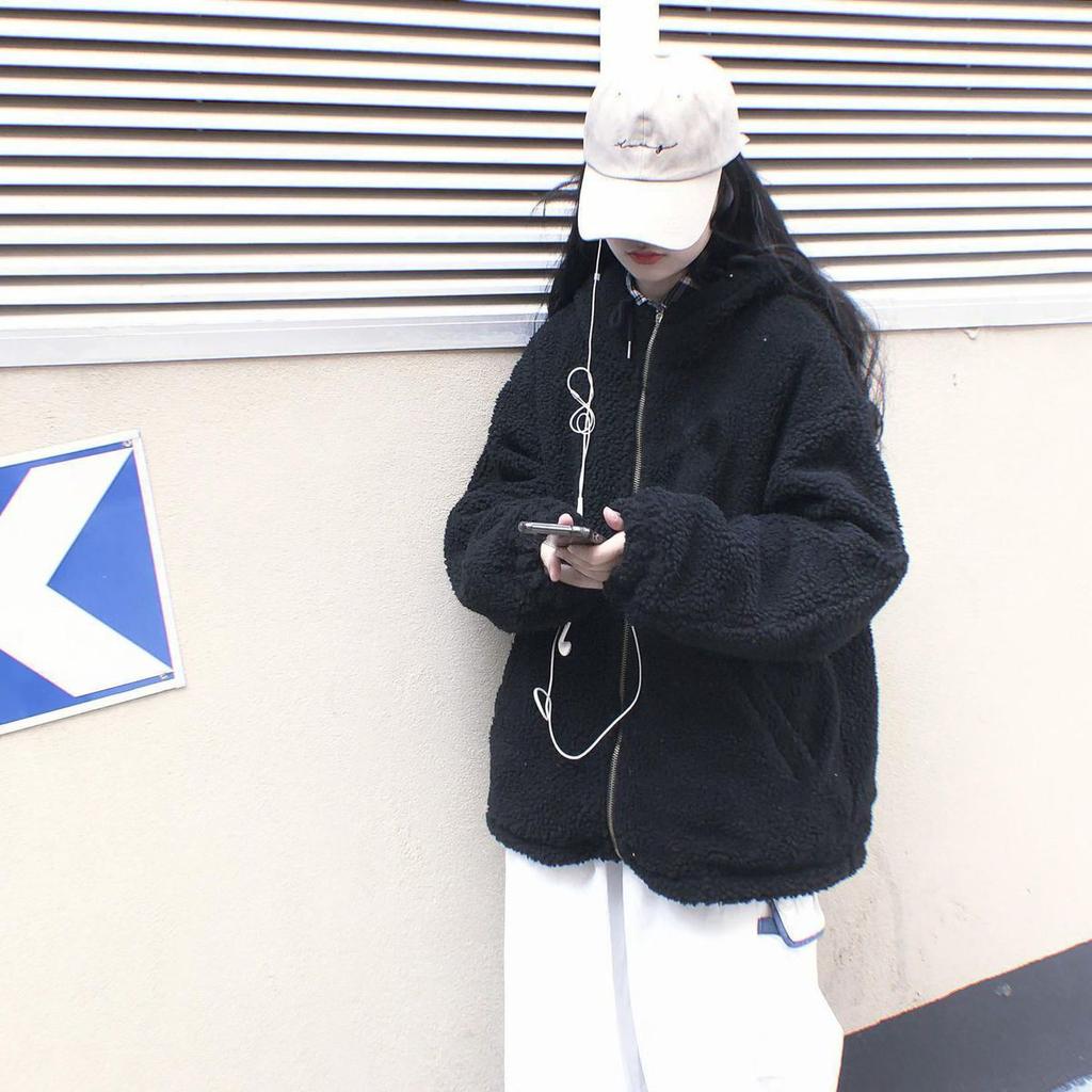 Women Oversized Parkas Hooded Thick Coat Ladies Soft Kawaii Jackets Double Sided Outerwear Autumn Winter Warm Long Sleeve Tops